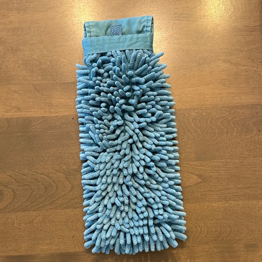 Norwex Chenille Teal Hand Towel used master kids bathroom kitchen bath
